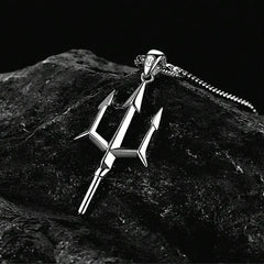 Silver Trident Pendant With Chain