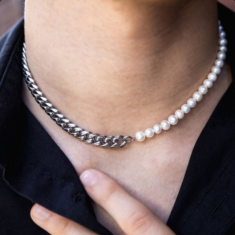 Half & Half Pearl Necklace