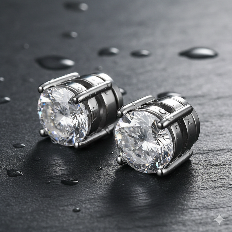 Silver Round Stud (Magnetic - Non Pierced, Free Extra Magnet)