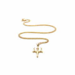 Gold Trident Pendant With Chain