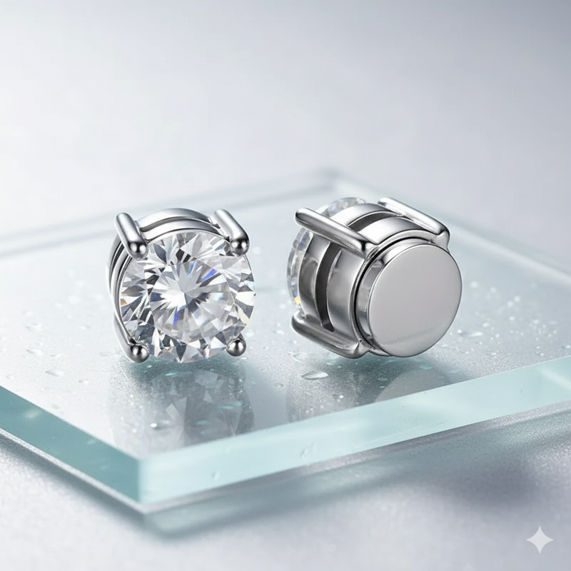 Silver Round Stud (Magnetic - Non Pierced, Free Extra Magnet)