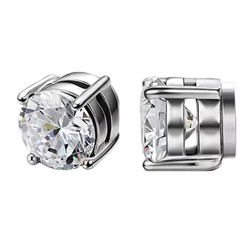 Silver Round Stud (Magnetic - Non Pierced, Free Extra Magnet)